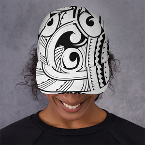 Black And White Maori Pattern Print Baseball Cap