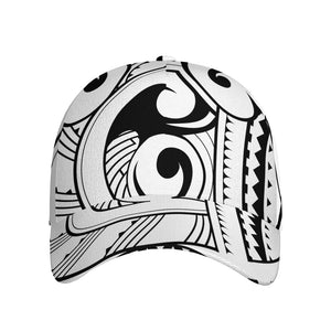 Black And White Maori Pattern Print Baseball Cap