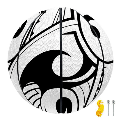 Black And White Maori Pattern Print Basketball