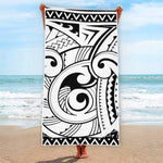 Black And White Maori Pattern Print Beach Towel