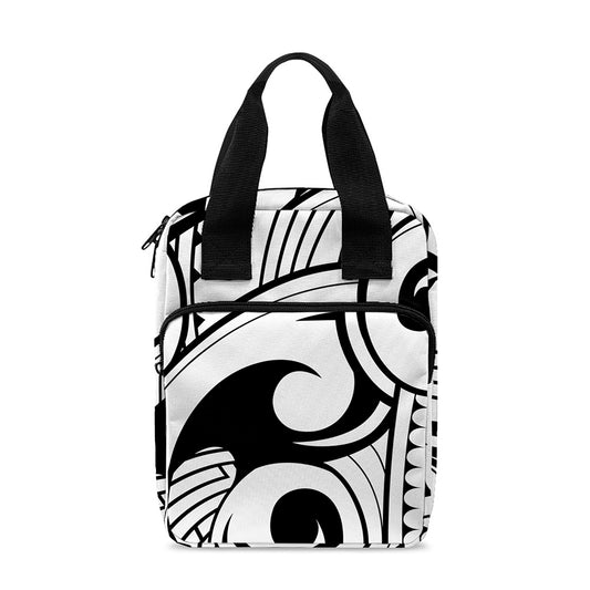 Black And White Maori Pattern Print Bible Tote Bag