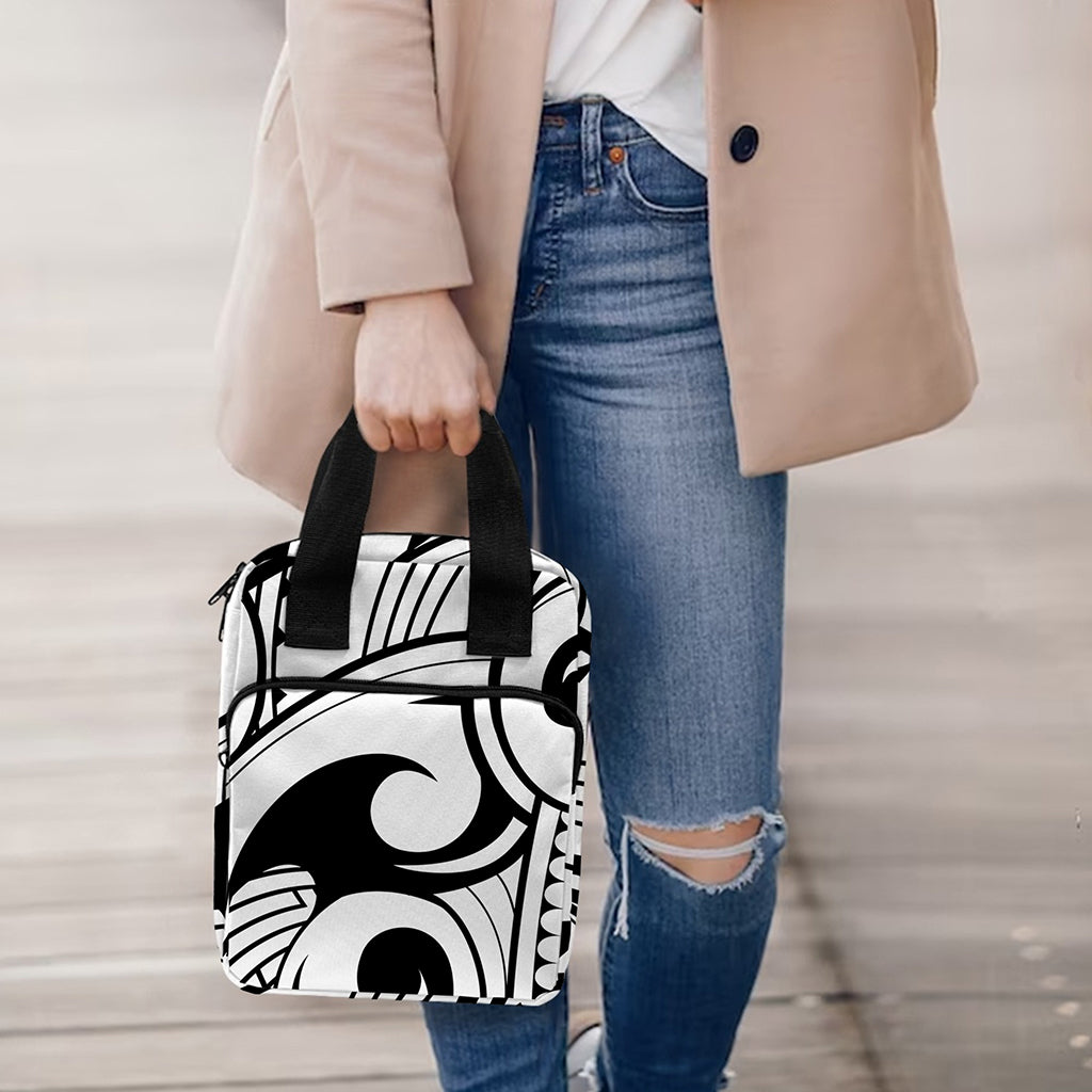 Black And White Maori Pattern Print Bible Tote Bag