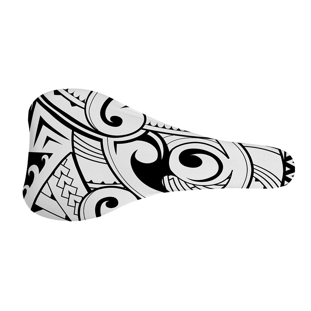 Black And White Maori Pattern Print Bicycle Seat Cover