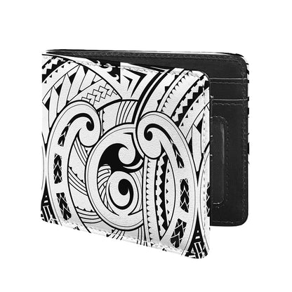 Black And White Maori Pattern Print Bifold Wallet