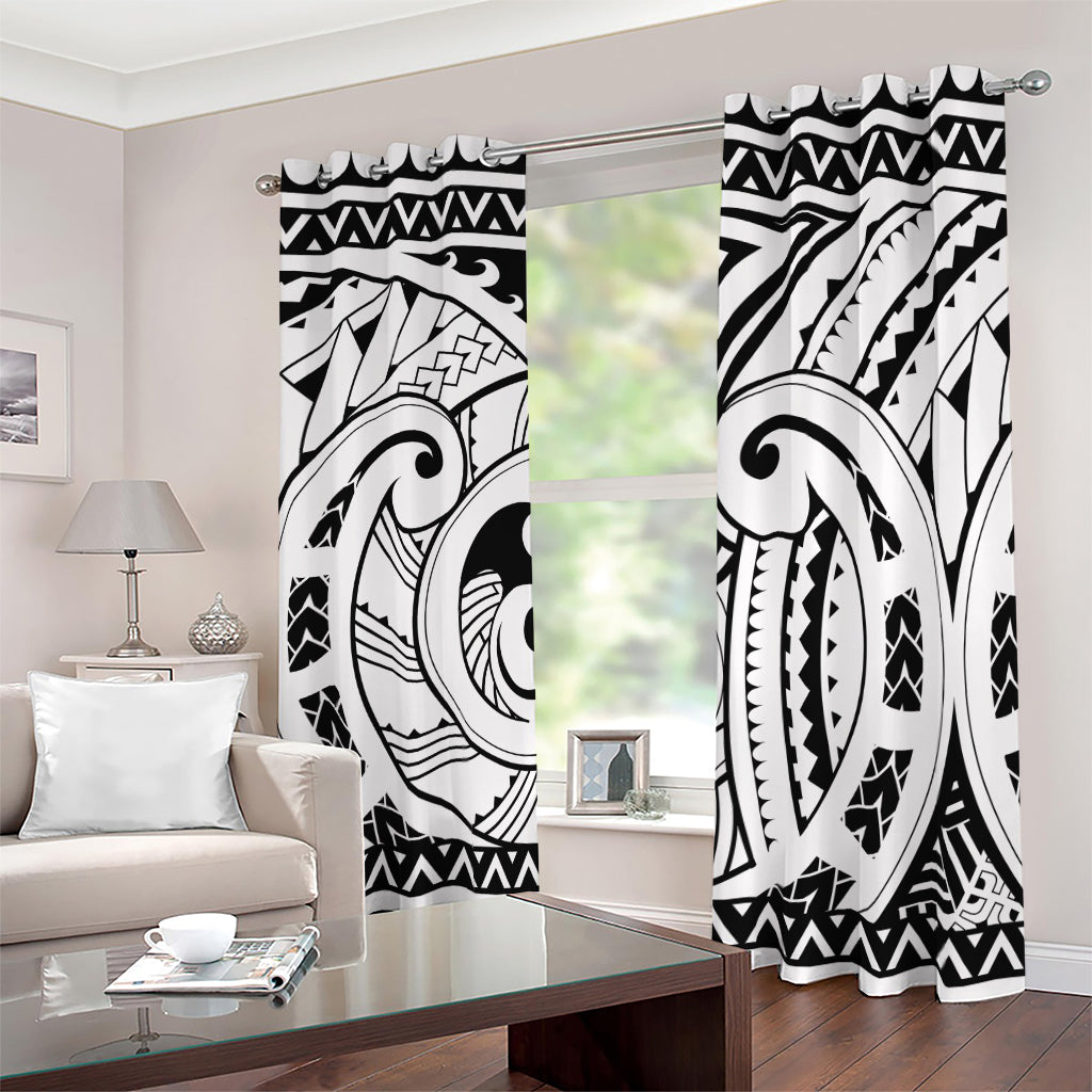 Black And White Maori Pattern Print Blackout Grommet Curtains