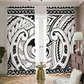 Black And White Maori Pattern Print Dimout Pencil Pleat Curtains