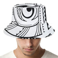Black And White Maori Pattern Print Bucket Hat