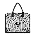 Black And White Maori Pattern Print Canvas Tote Bag