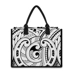 Black And White Maori Pattern Print Canvas Tote Bag