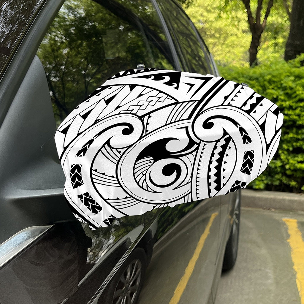 Black And White Maori Pattern Print Car Side Mirror Covers