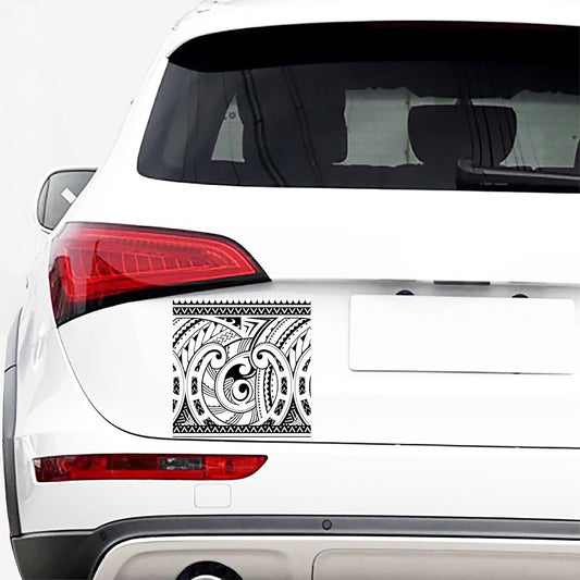 Black And White Maori Pattern Print Car Sticker