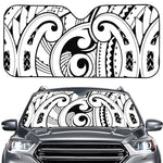 Black And White Maori Pattern Print Car Windshield Sun Shade