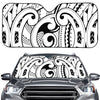 Black And White Maori Pattern Print Car Windshield Sun Shade