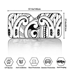 Black And White Maori Pattern Print Car Windshield Sun Shade