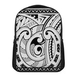 Black And White Maori Pattern Print Casual Backpack