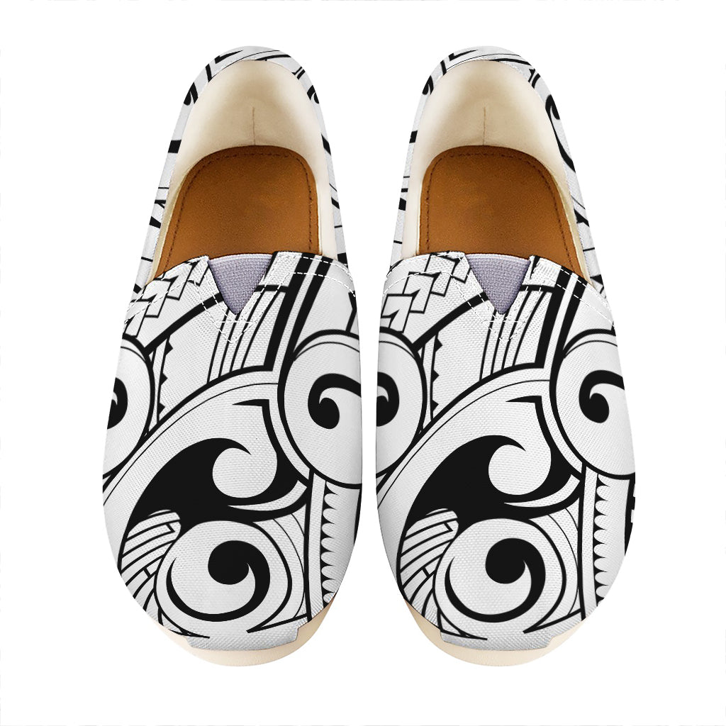 Black And White Maori Pattern Print Casual Shoes