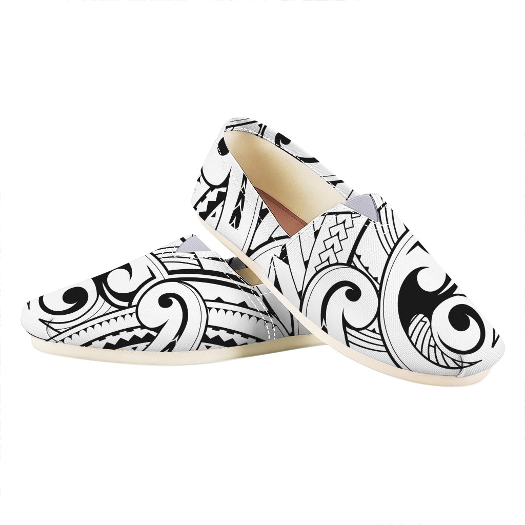 Black And White Maori Pattern Print Casual Shoes