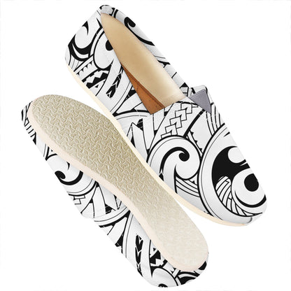 Black And White Maori Pattern Print Casual Shoes