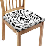 Black And White Maori Pattern Print Chair Cushion Cover