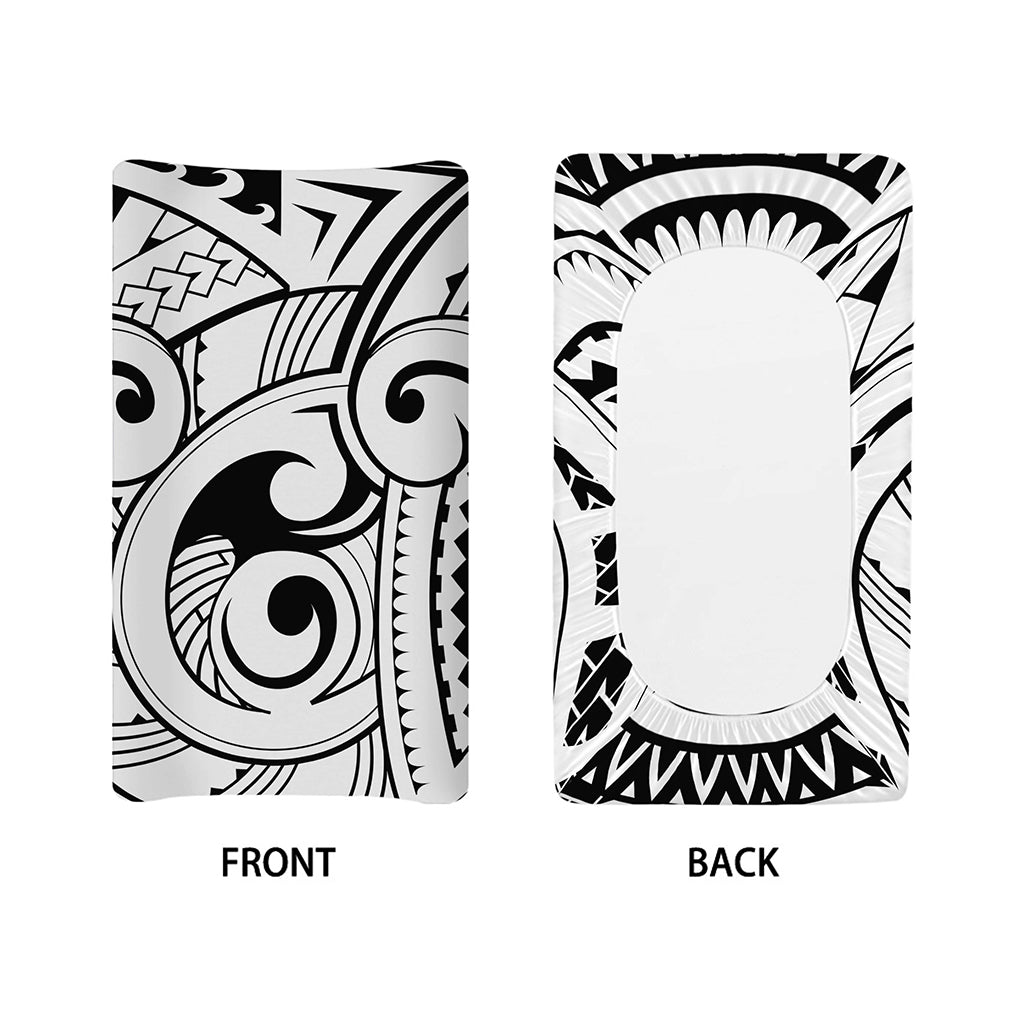 Black And White Maori Pattern Print Changing Pad Cover