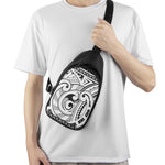 Black And White Maori Pattern Print Chest Bag