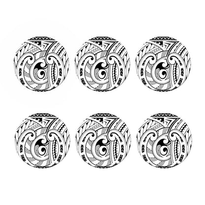 Black And White Maori Pattern Print Coaster Set