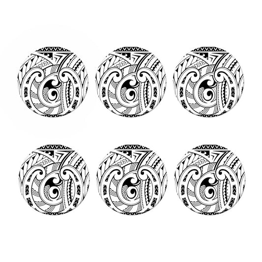Black And White Maori Pattern Print Coaster Set