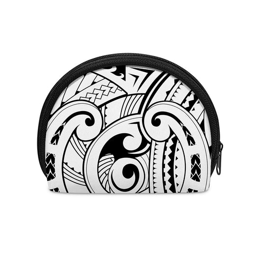 Black And White Maori Pattern Print Coin Purse