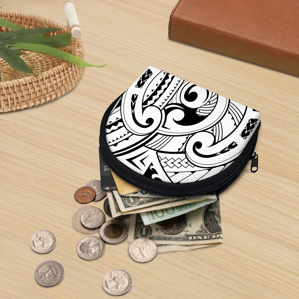 Black And White Maori Pattern Print Coin Purse