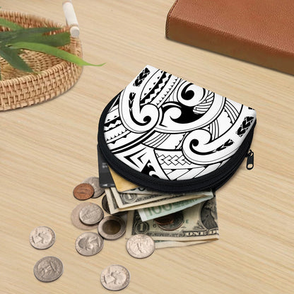 Black And White Maori Pattern Print Coin Purse
