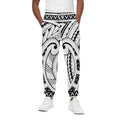 Black And White Maori Pattern Print Cotton Sweatpants