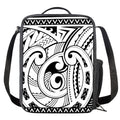 Black And White Maori Pattern Print Crossbody Lunch Bag