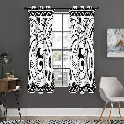 Black And White Maori Pattern Print Curtain