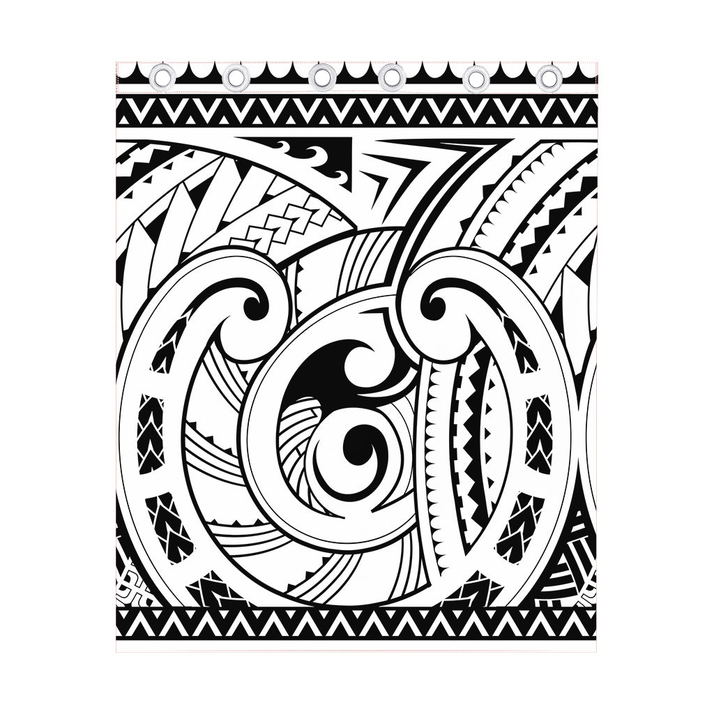 Black And White Maori Pattern Print Curtain