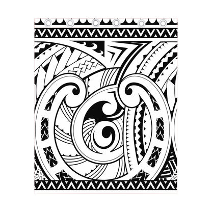 Black And White Maori Pattern Print Curtain