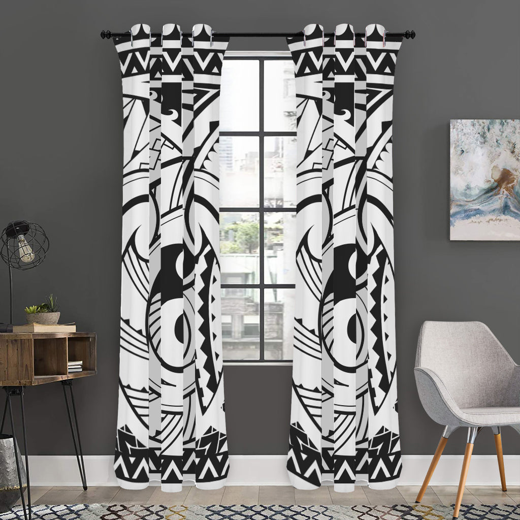 Black And White Maori Pattern Print Curtain