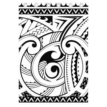 Black And White Maori Pattern Print Curtain