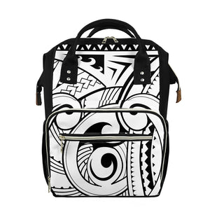 Black And White Maori Pattern Print Diaper Bag