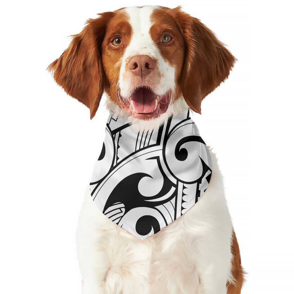 Black And White Maori Pattern Print Dog Bandana