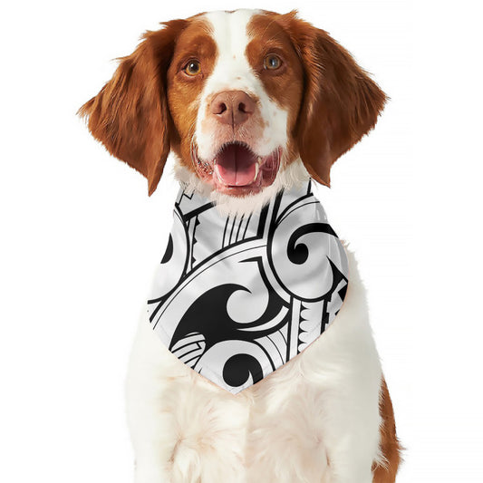 Black And White Maori Pattern Print Dog Bandana
