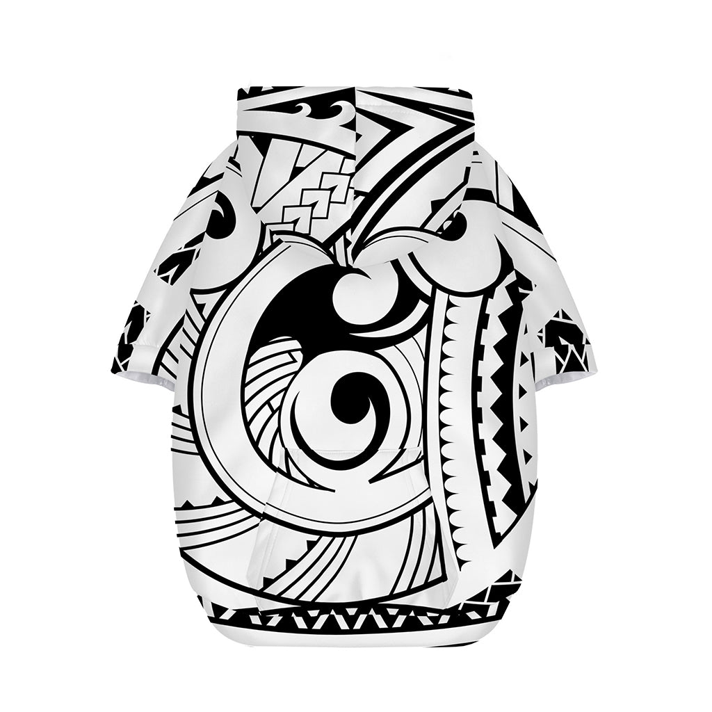 Black And White Maori Pattern Print Dog Zip Up Hoodie