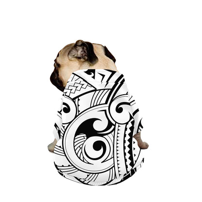 Black And White Maori Pattern Print Dog Zip Up Jacket