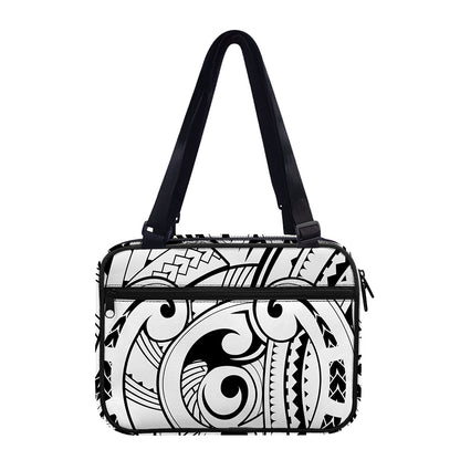 Black And White Maori Pattern Print Double Strap Bible Bag