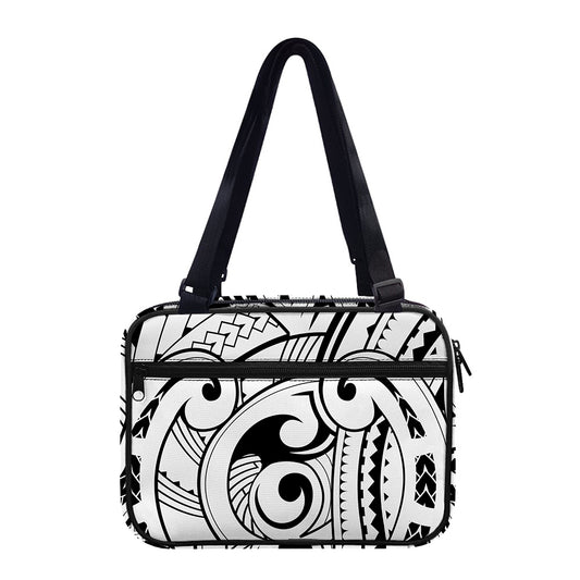 Black And White Maori Pattern Print Double Strap Bible Bag
