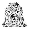Black And White Maori Pattern Print Drawstring Bag