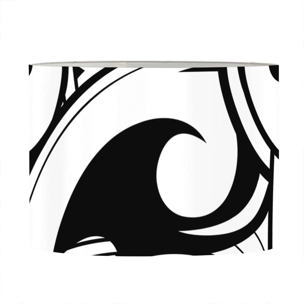 Black And White Maori Pattern Print Drum Lamp Shade