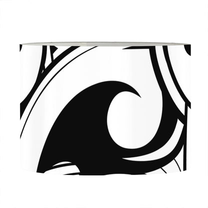 Black And White Maori Pattern Print Drum Lamp Shade