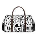 Black And White Maori Pattern Print Duffle Bag