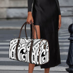 Black And White Maori Pattern Print Duffle Bag