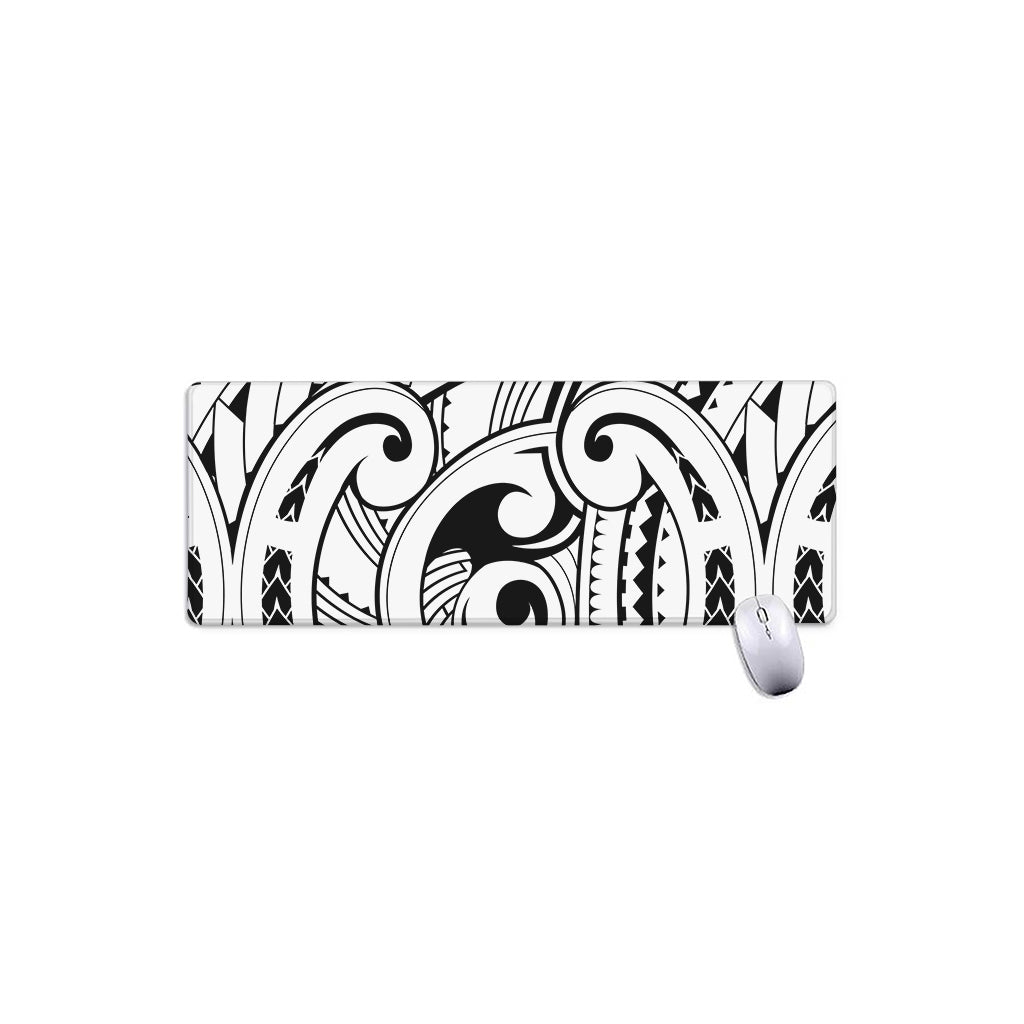 Black And White Maori Pattern Print Extended Mouse Pad